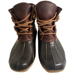 Sperry Brown Leather Side Zip Saltwater Duck Boots Women’s Size 7.5 Waterproof